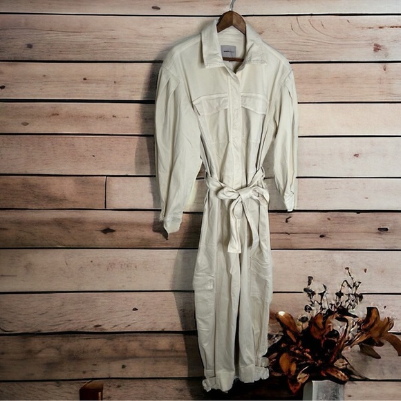 NWOT Banana Republic Andi Moleskin Flight Jumpsuit In Color Cream - Picture 4 of 12